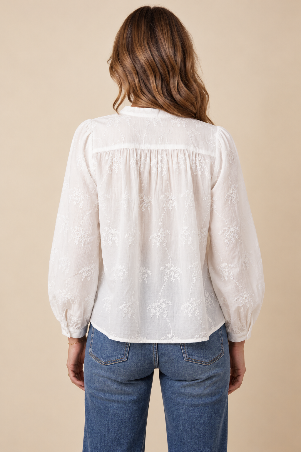 Hally Eyelet Embroidered Puff Sleeve Cotton Top