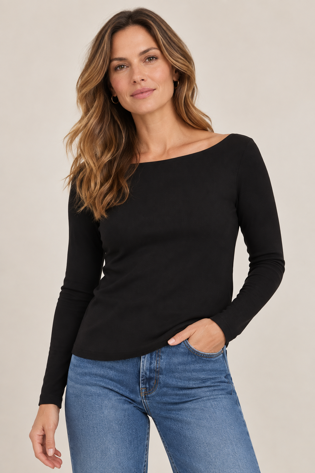 Makenna Boat Neck Long Sleeve Knit Top