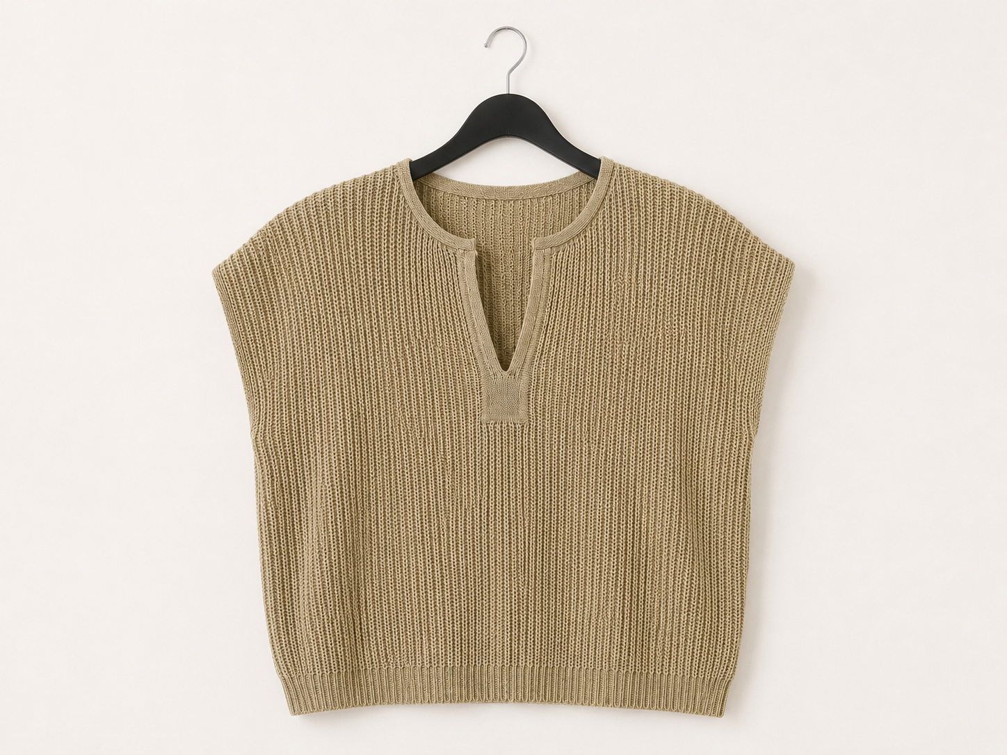 Alice Split Neck Sleeveless Knit Sweater