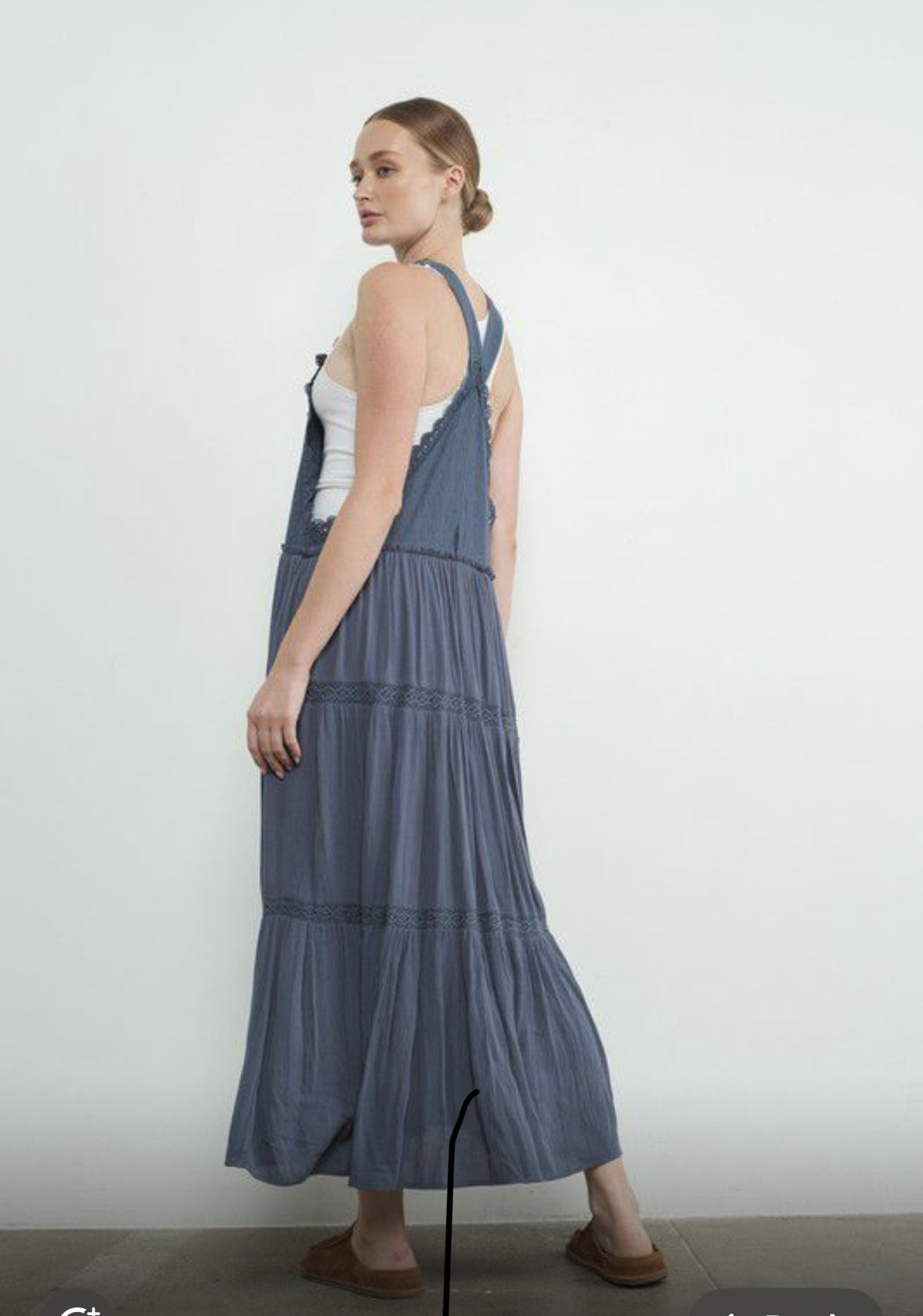 Laurie Mix Media Overall Dress with Lace