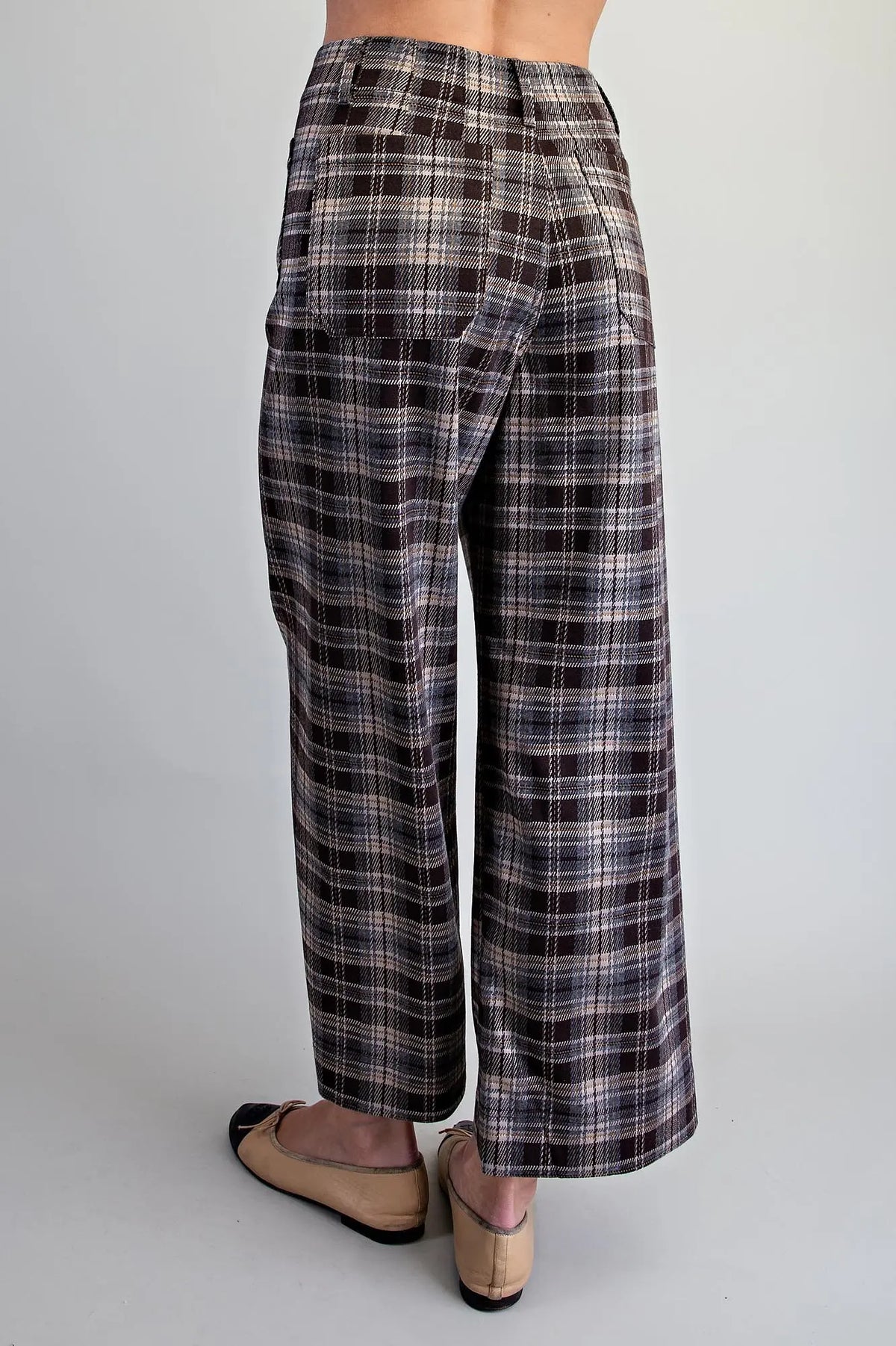 Rocky Plaid Patch Pocket Wide Leg Pant