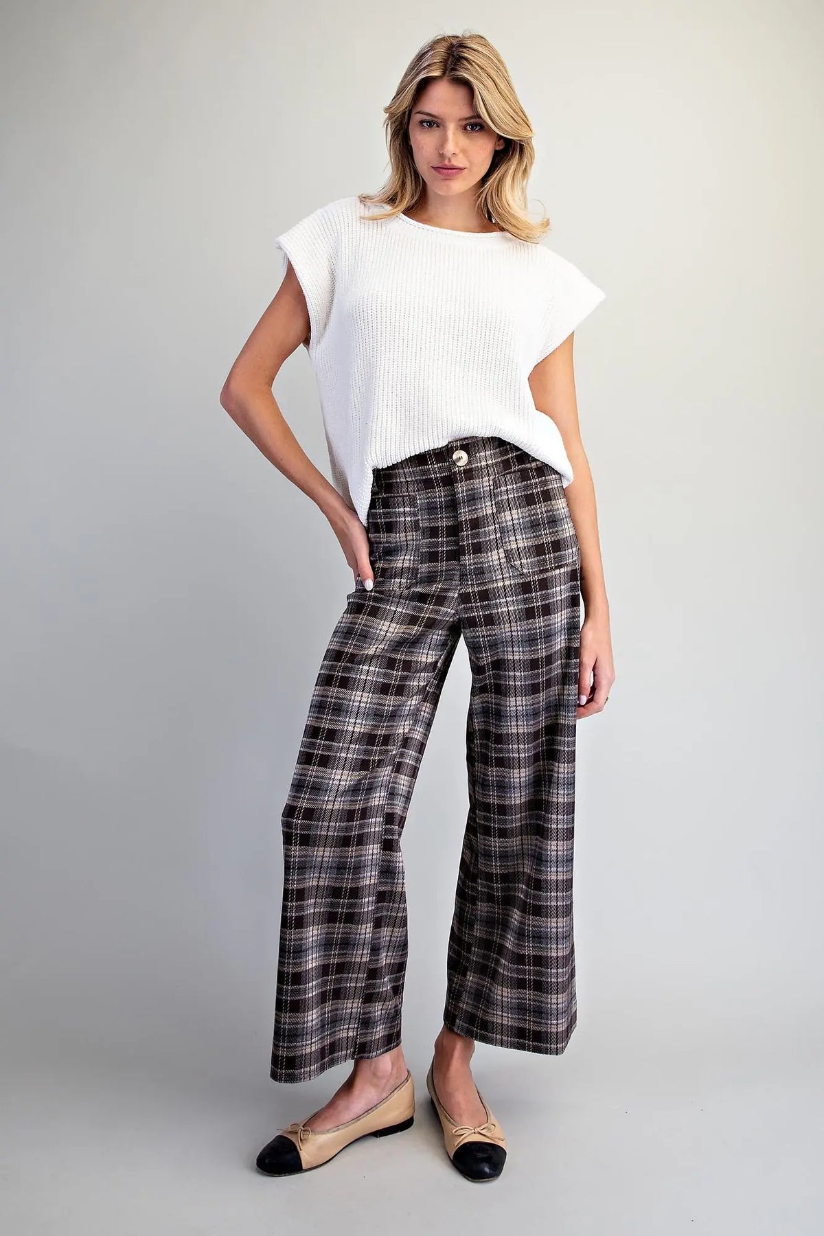 Rocky Plaid Patch Pocket Wide Leg Pant