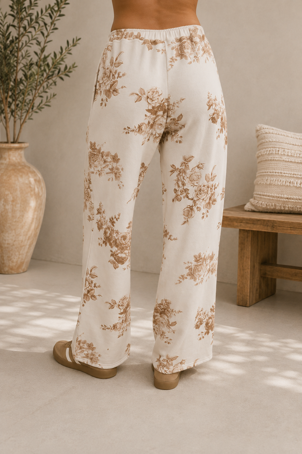 Asti Floral Toile Wide Leg Knit Lounge Pant