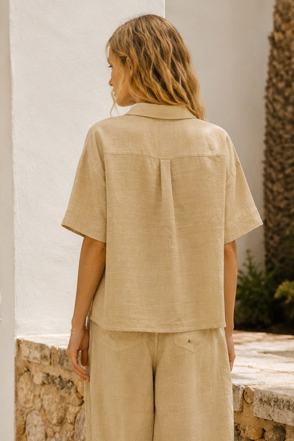 Felice Linen-Cotton Camp Shirt and Wide Barrel Pant Set