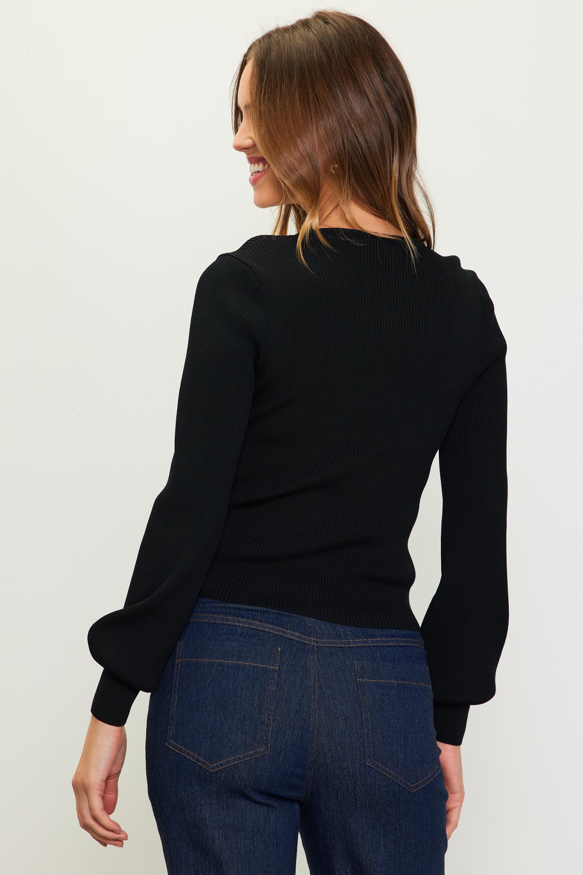 Tina Sweetheart Neck Long Sleeve Knit Sweater