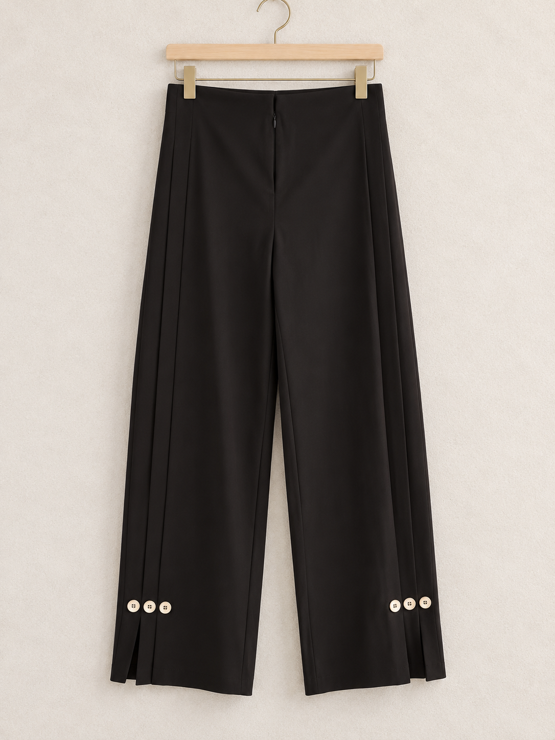 Jasmine Wide Leg Pant With Buttoned Pleat Cuffs