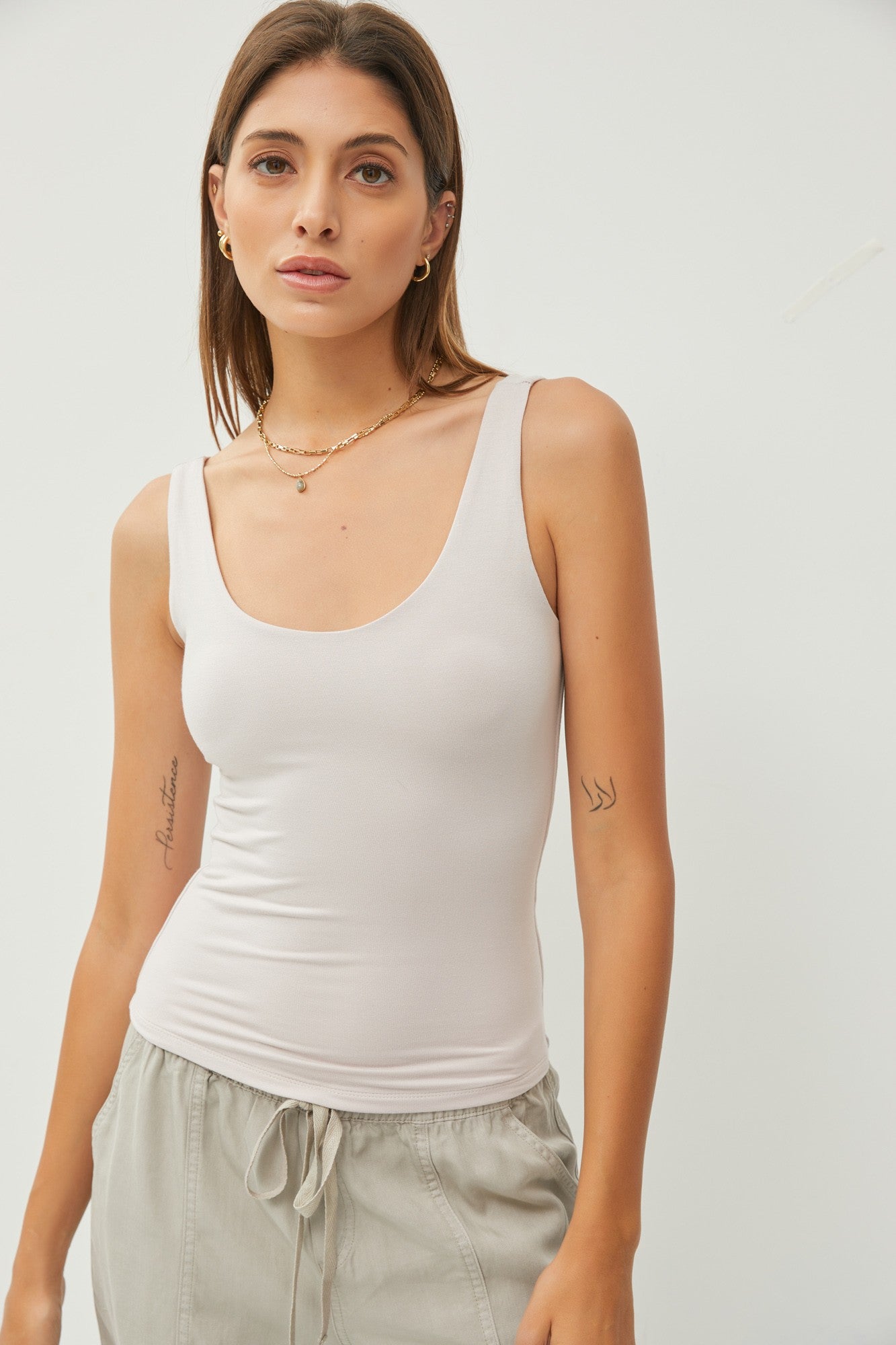 Diya Double Lined Scoop Neck Jersey Tank