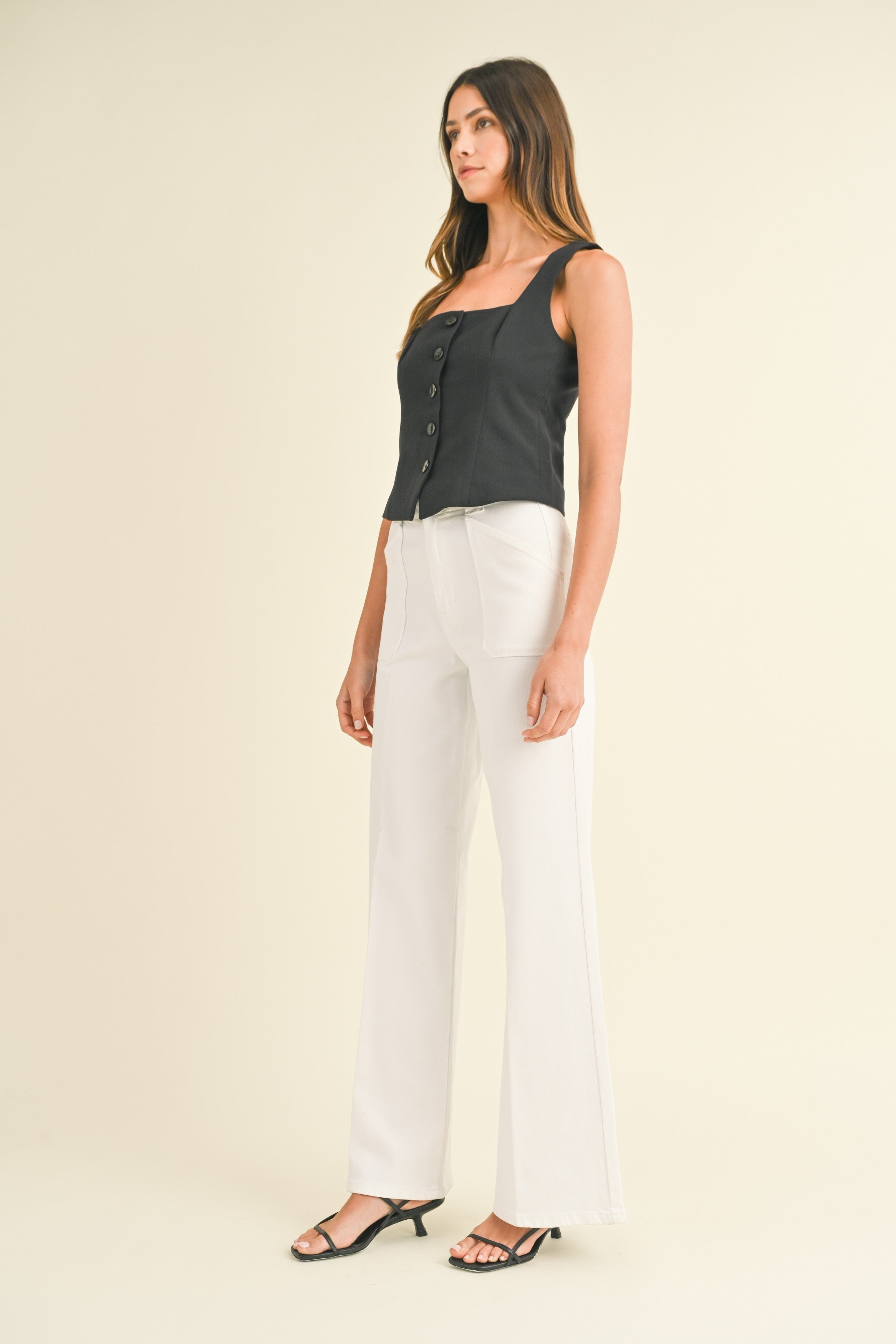 Lennox Patch Pocket Wide Leg Flare Jeans