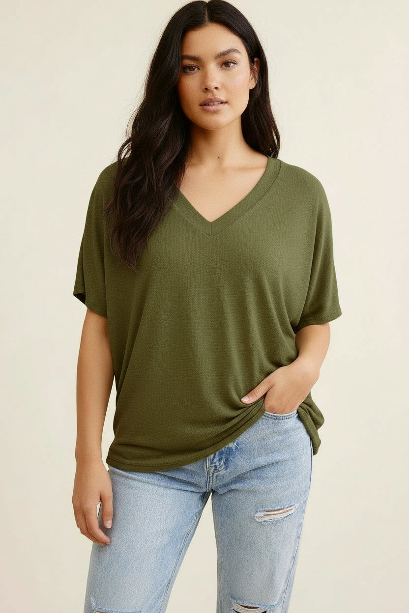 Kirin Short Sleeve V-Neck Cacoon Top