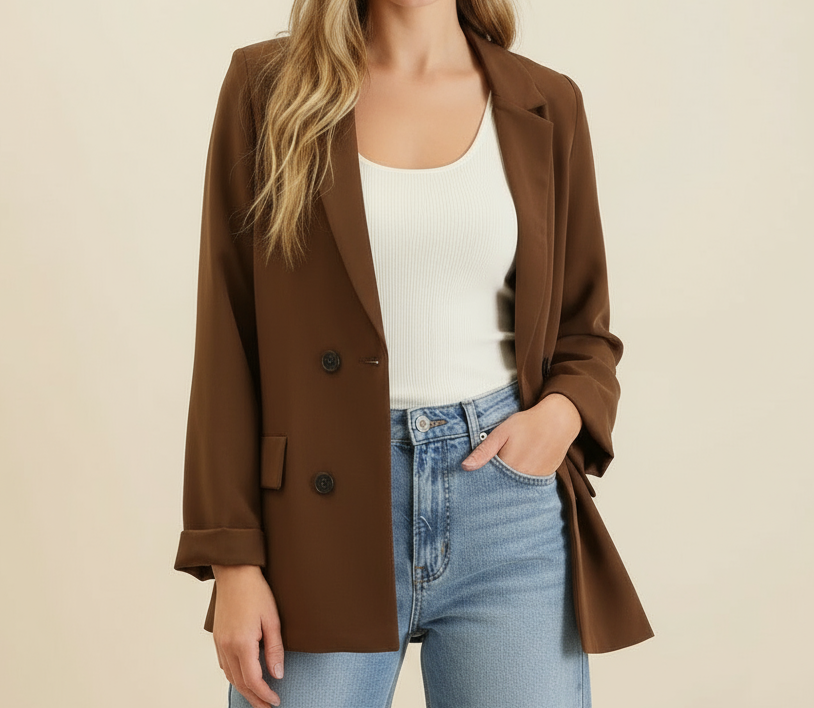 Judith Solid Folded Sleeve Blazer