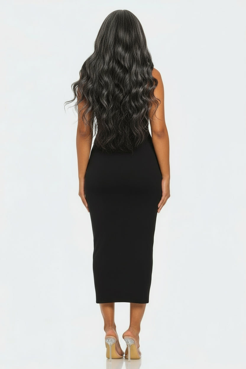 Maven Sleeveless Mock Neck Knit Midi Dress