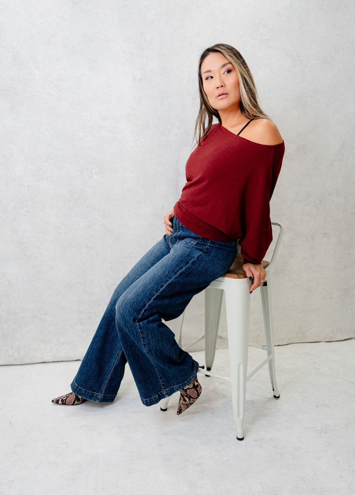 Nora Crepe Boatneck Knit Top