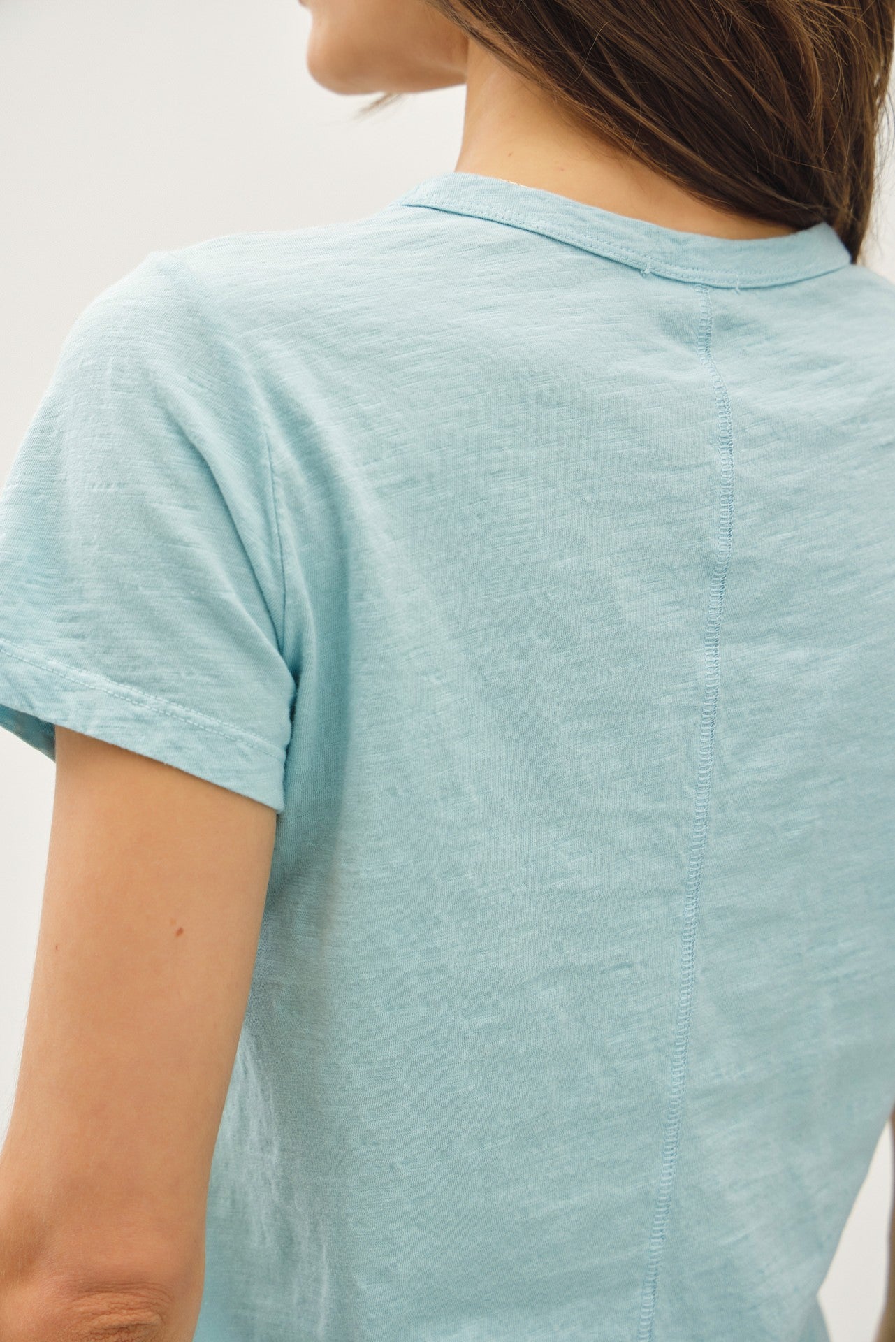 Dashell Garment Dyed Short Sleeve and Round Neckline Cotton Slub Top