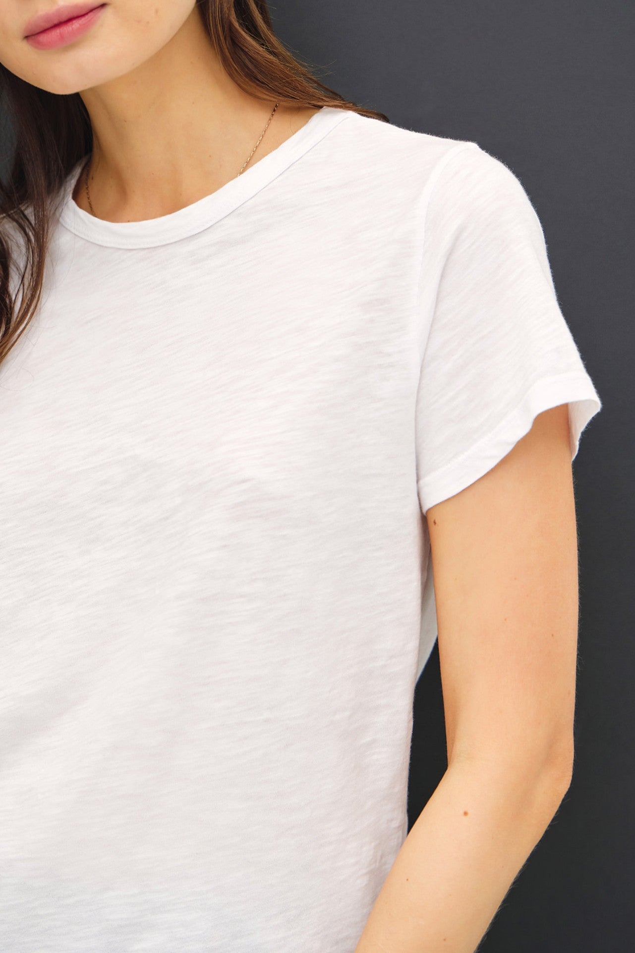 Dashell Garment Dyed Short Sleeve and Round Neckline Cotton Slub Top