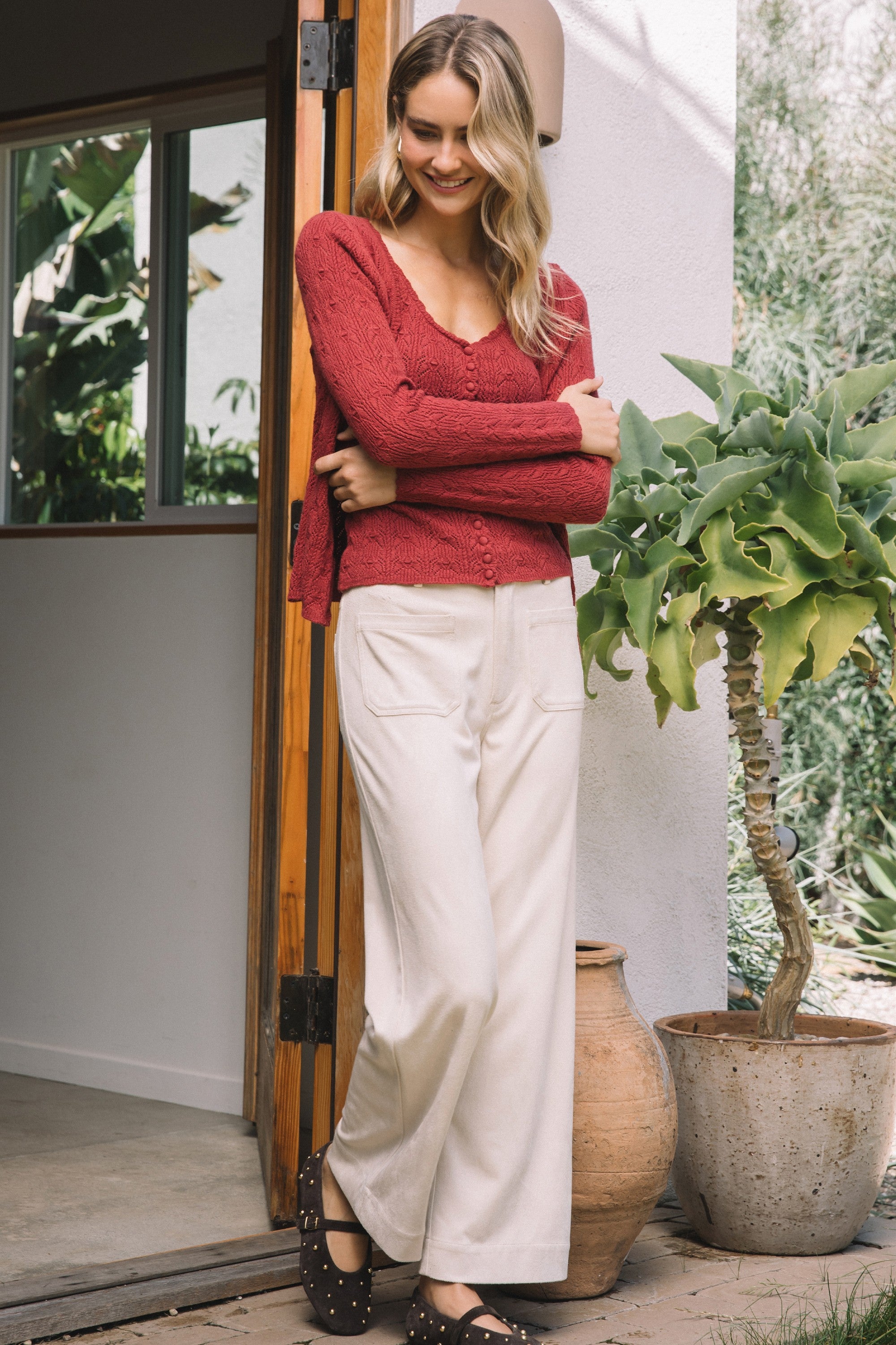 Tracy Long Sleeve Pointelle Knit Top