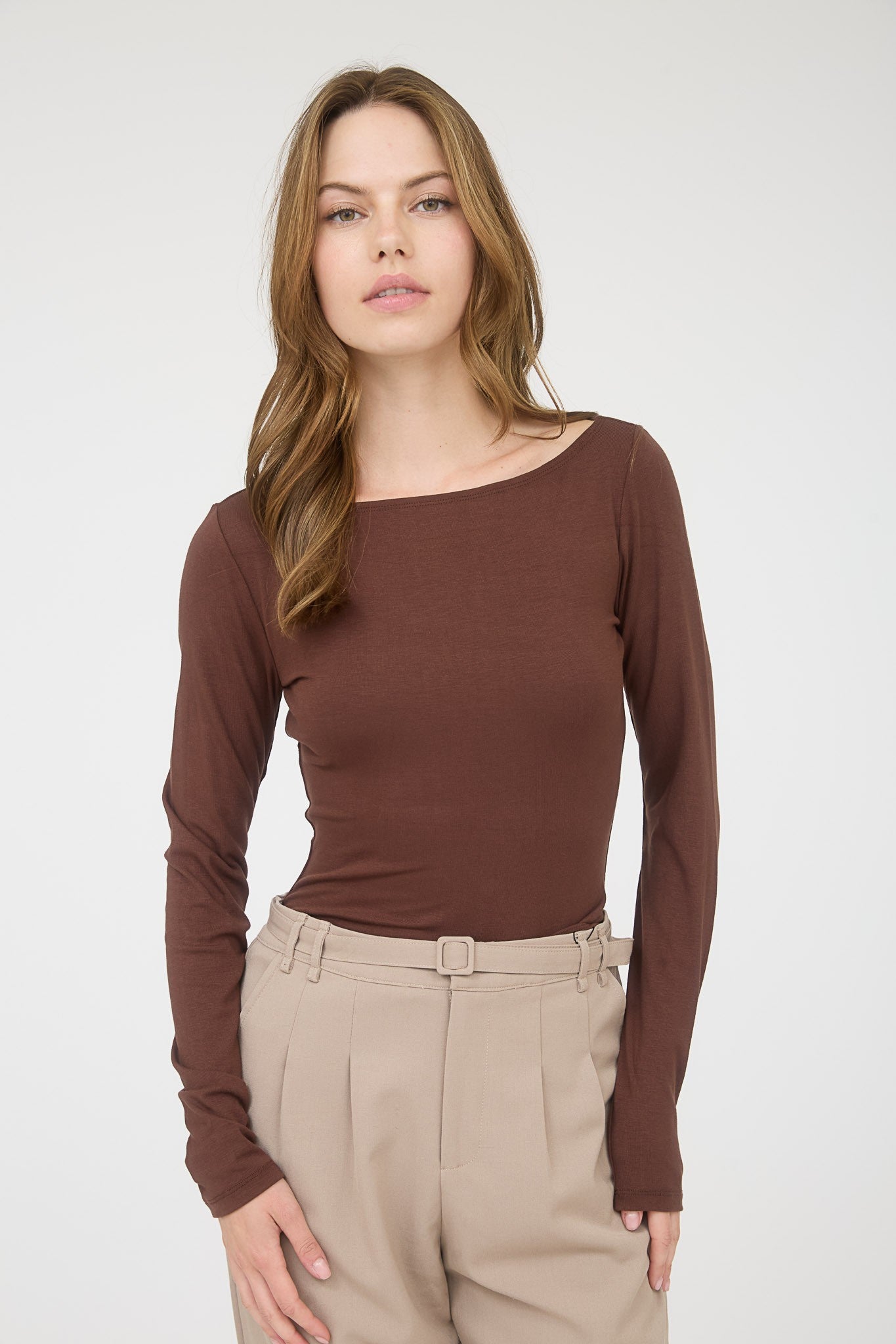 Makenna Boat Neck Long Sleeve Knit Top