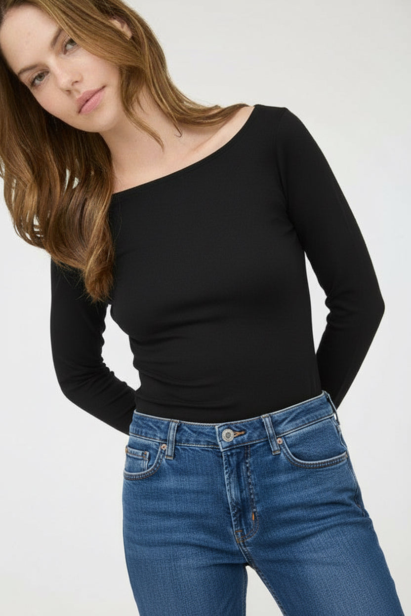 Makenna Boat Neck Long Sleeve Knit Top