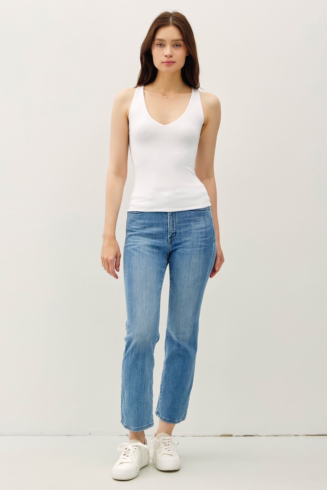 Lara Double Lined Full Length V-Neck Tank