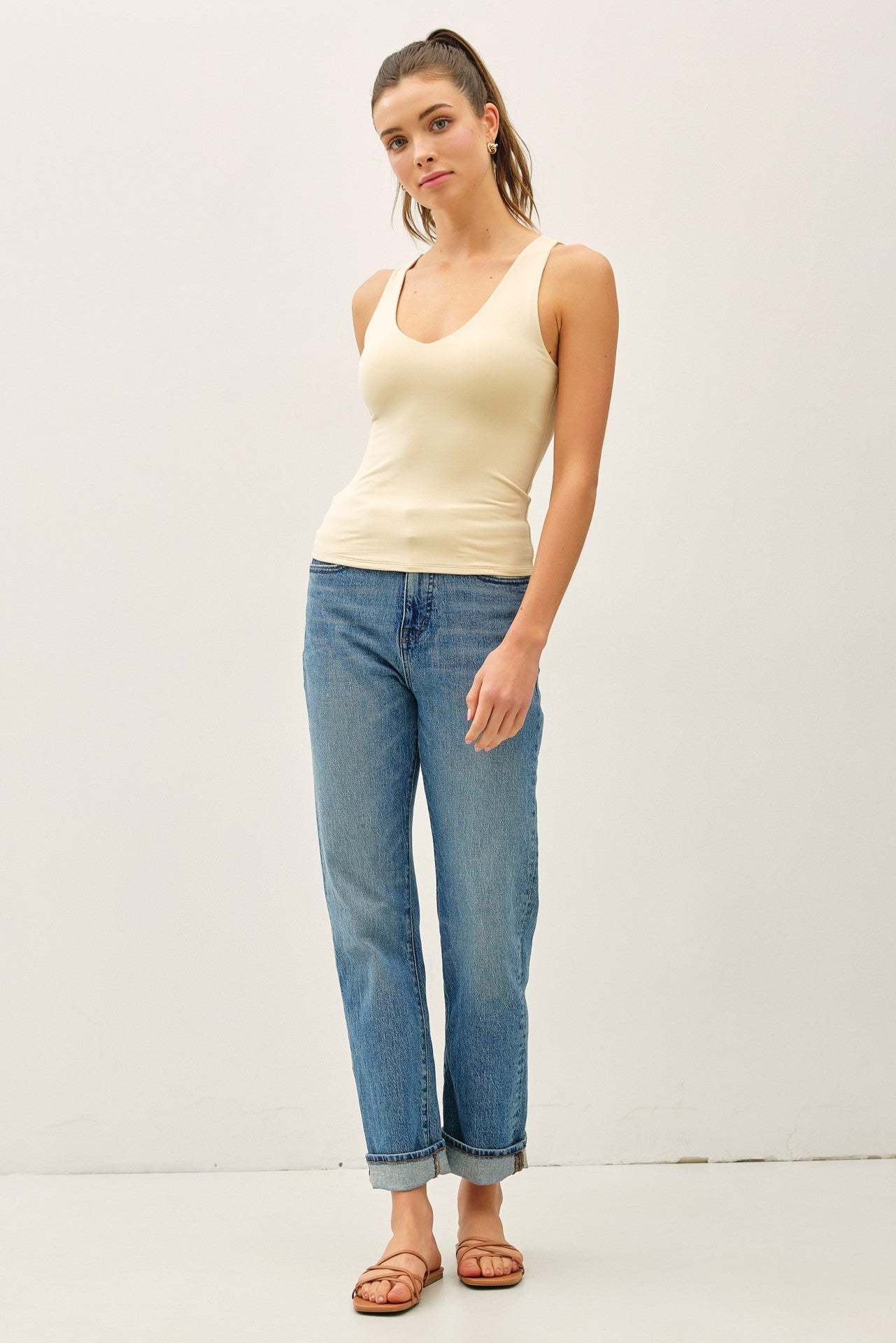 Lara Double Lined Full Length V-Neck Tank