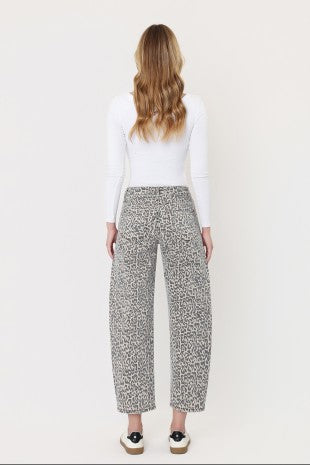 Duma High-Rise Leopard Print Utility Barrel Jeans