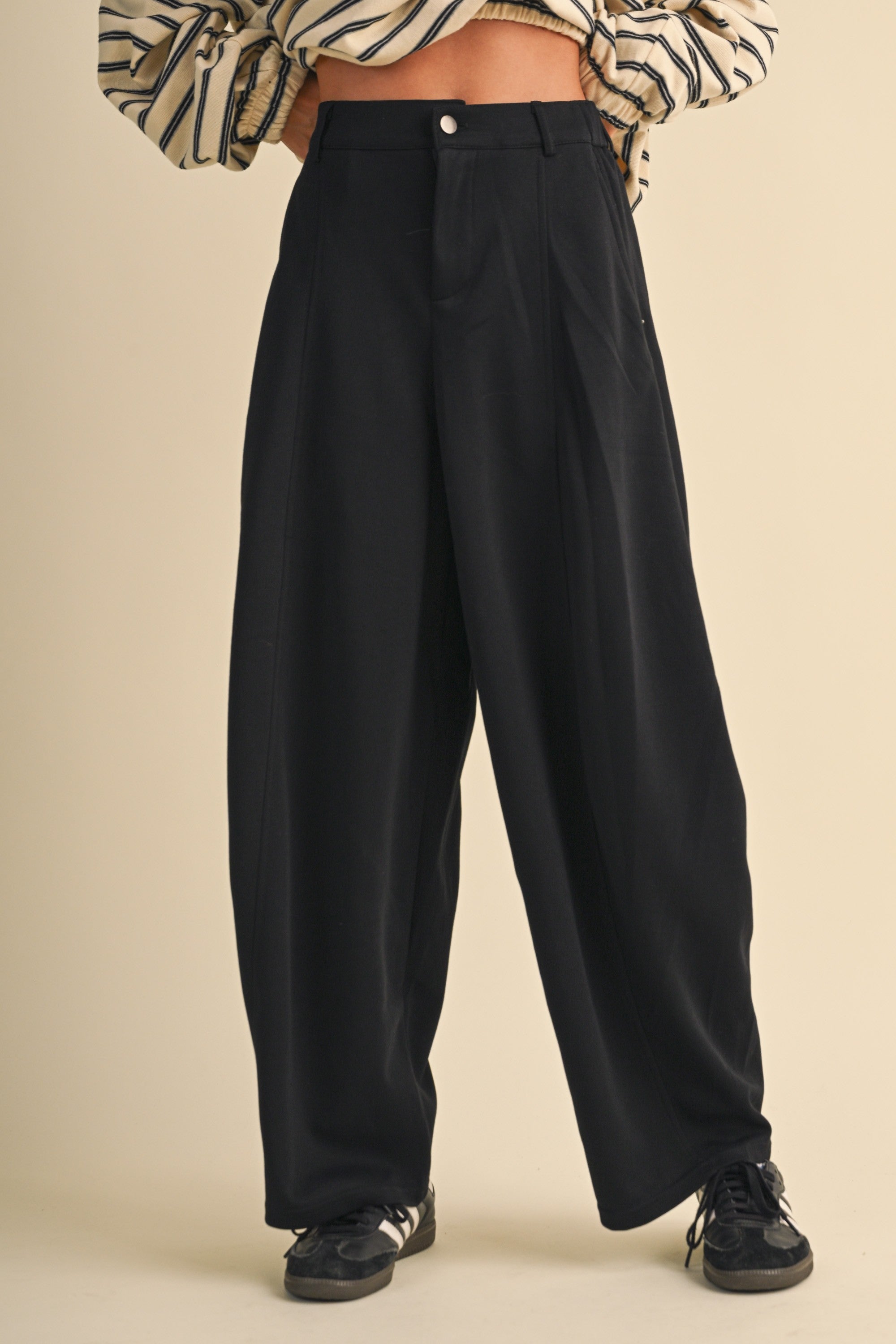 Alessia Button Waist Wide Leg Joggers