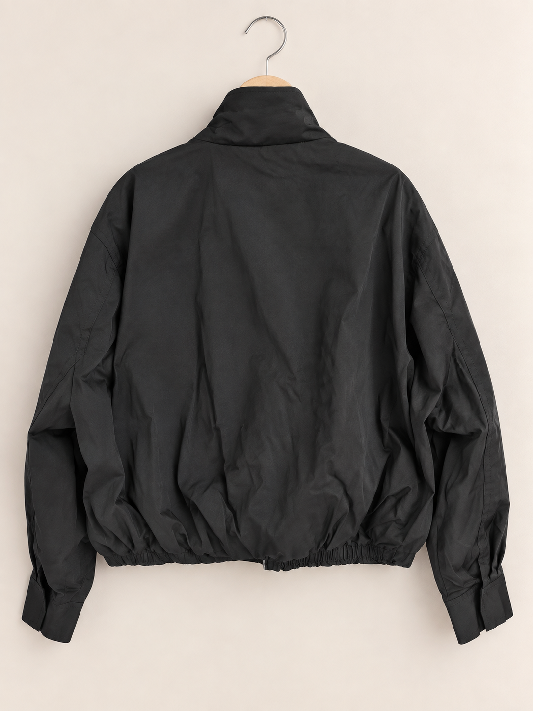 Katya Zip-Up Mock Neck Elastic Hem Jacket