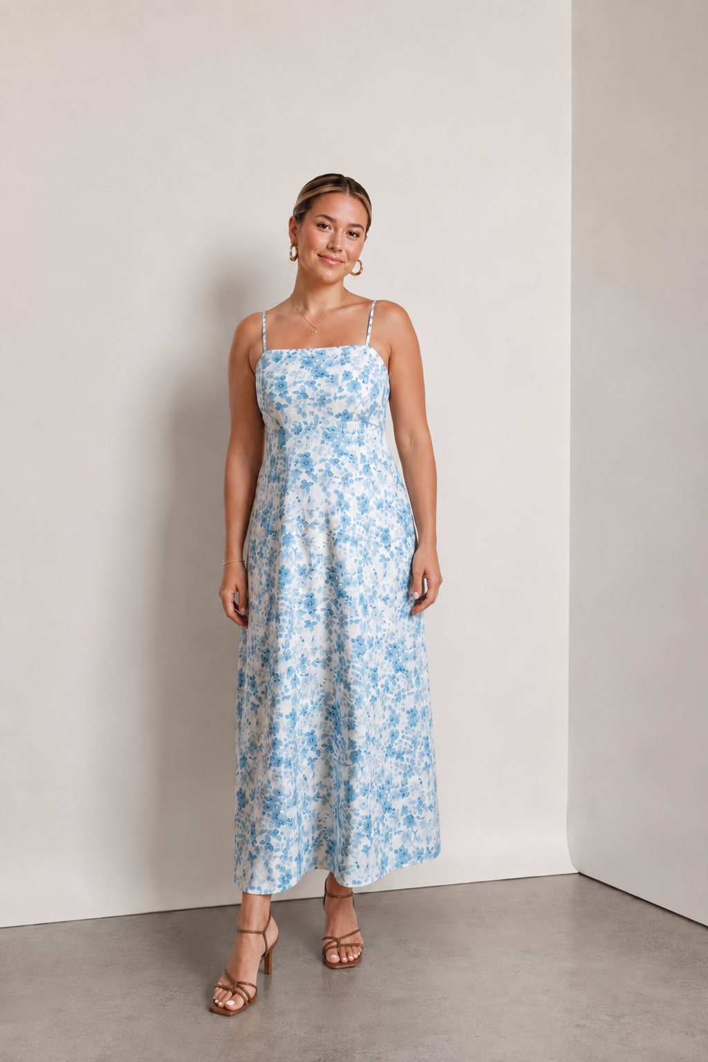 Mila Floral Spaghetti Strap Midi Dress