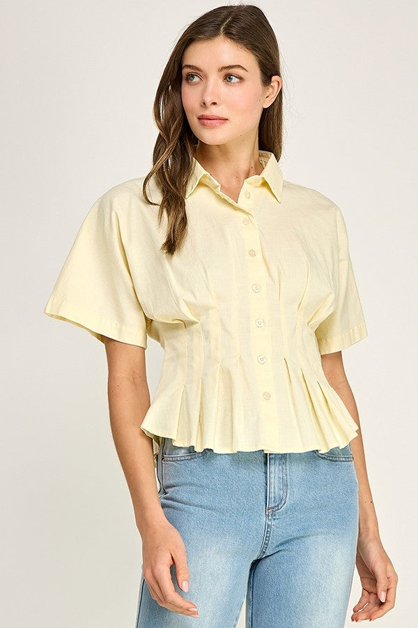 Kendra Pleated waist stretch shirt