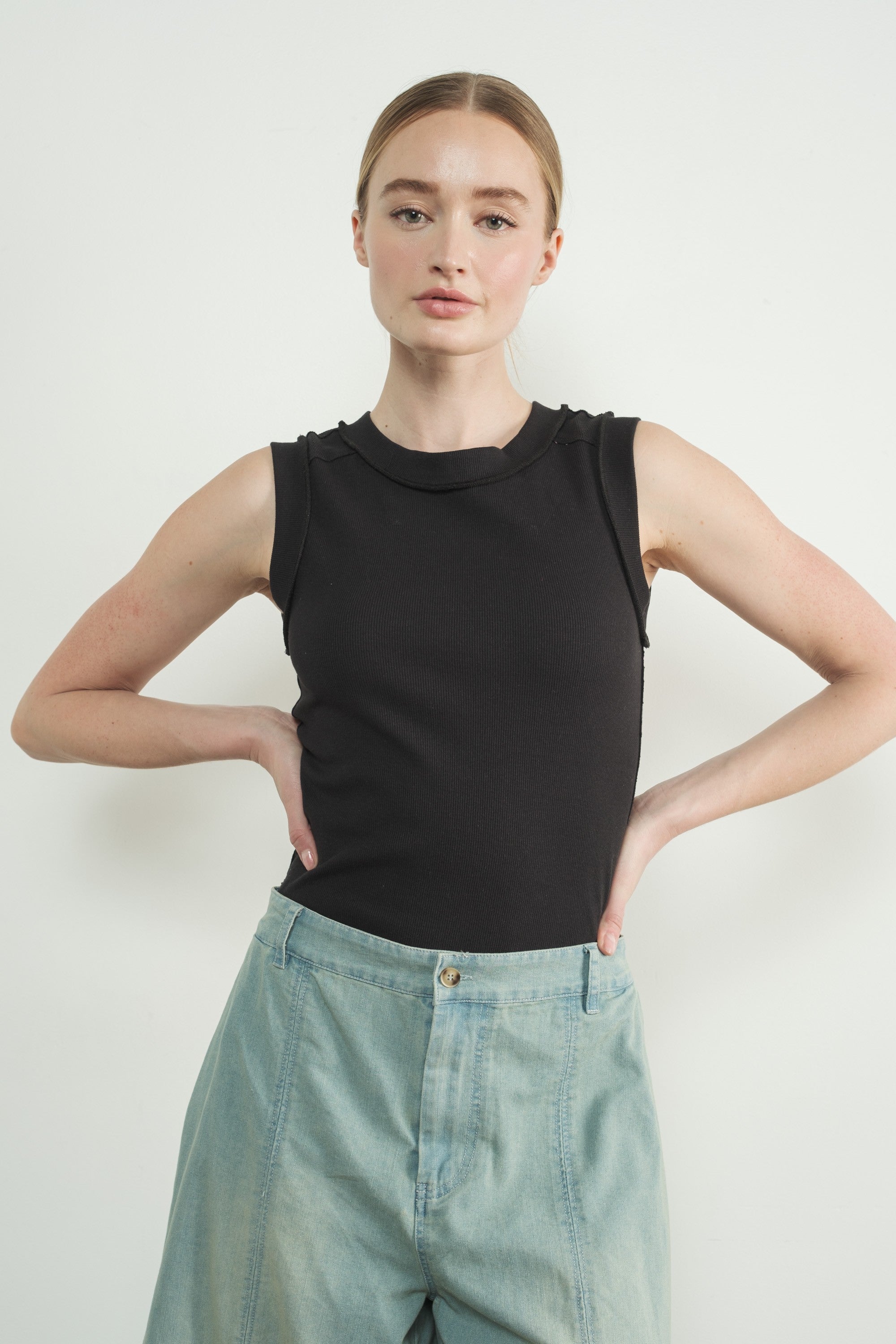 Maeve Ribbed Jersey Inside Out Tank