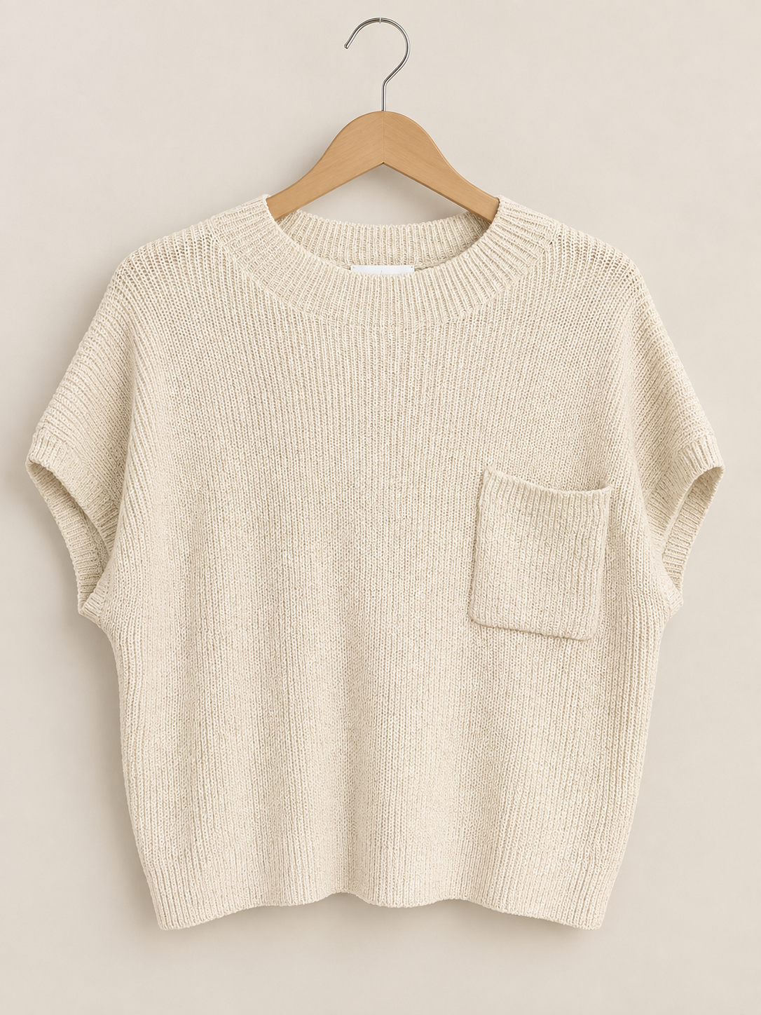 Valencia Pocket Detail Drop Shoulder Short Sleeve Sweater