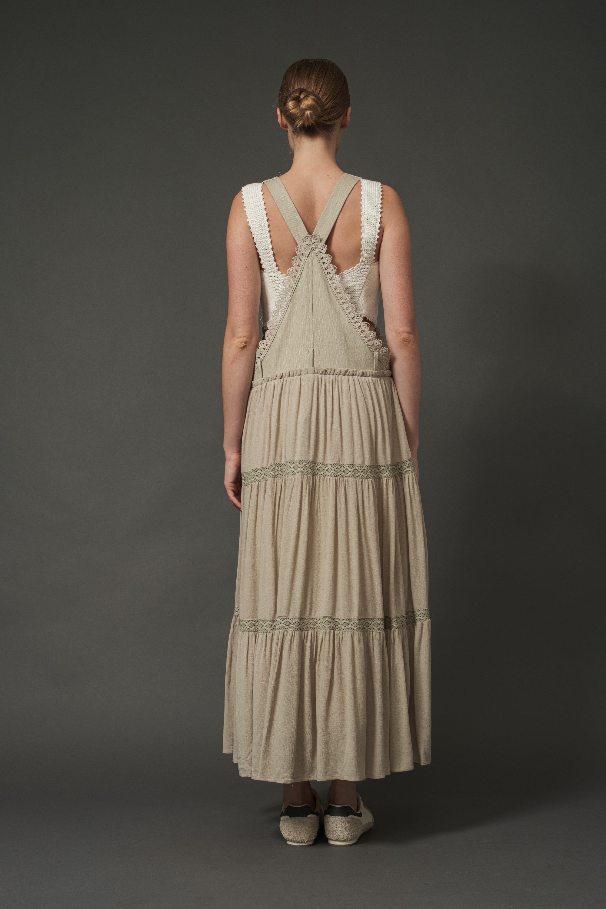 Laurie Mix Media Overall Dress with Lace