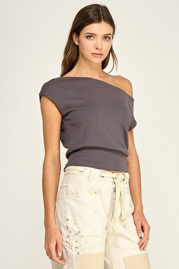 Kara One Shoulder double layer stretch top