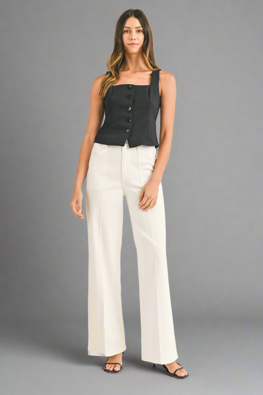 Lennox Patch Pocket Wide Leg Flare Jeans