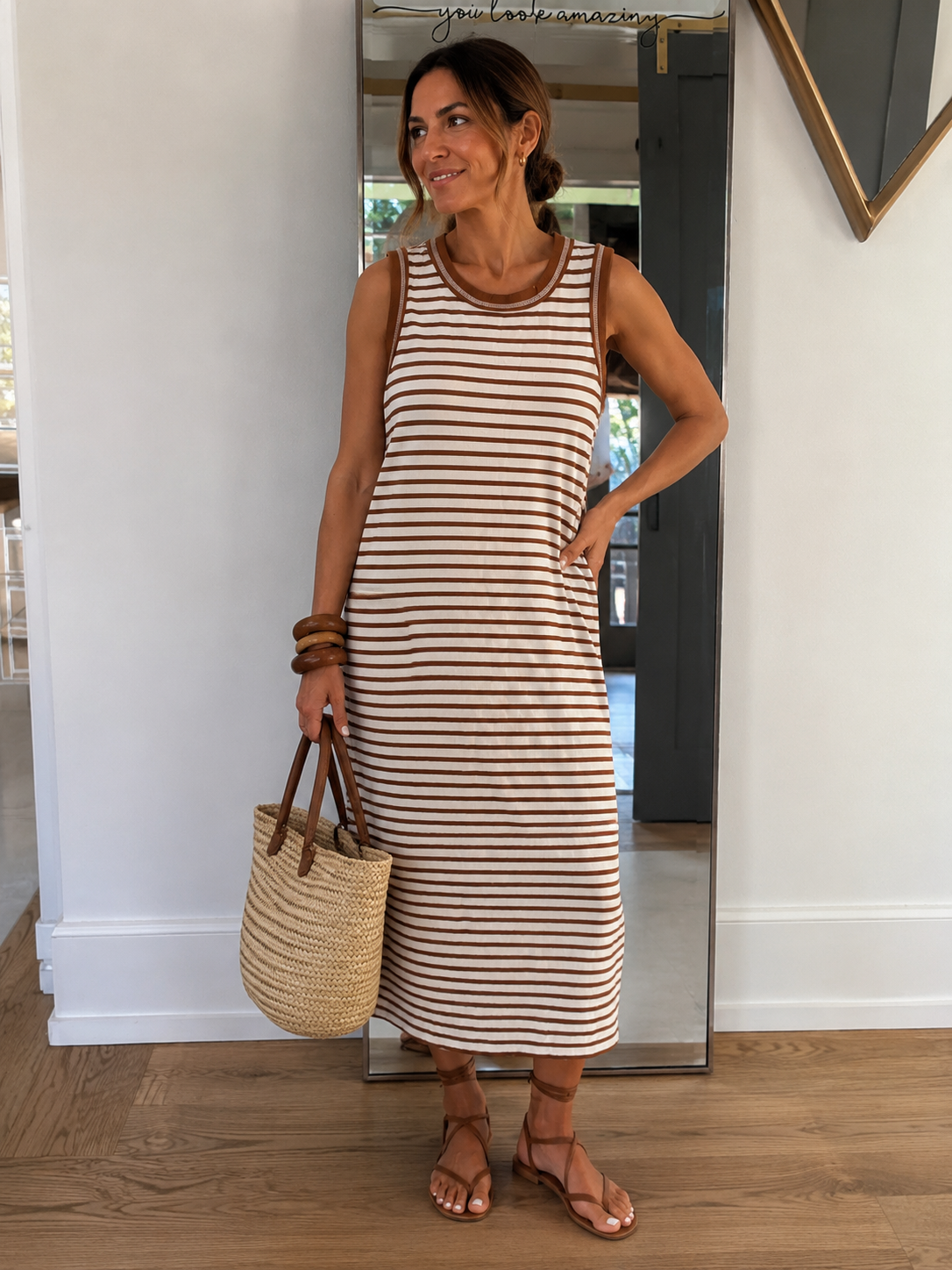 Bree Stripe Sleeveless Side Slit Maxi Dress