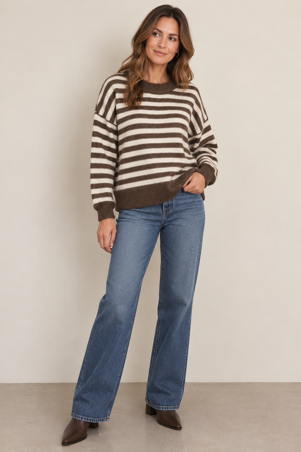 Sidney Cropped Striped Knit Sweater