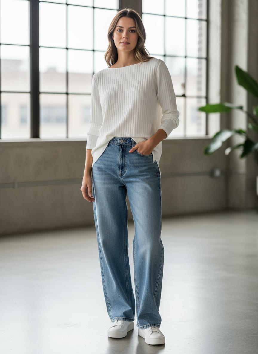 Breezy White Boat Neck Top