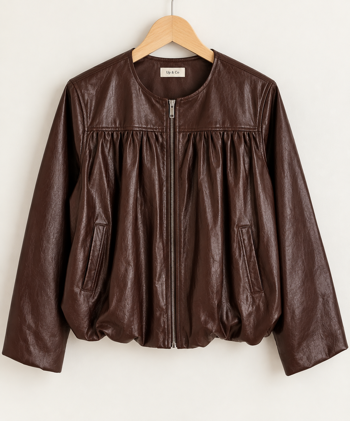 Janet Balloon Bomber Vegan Leather Jacket
