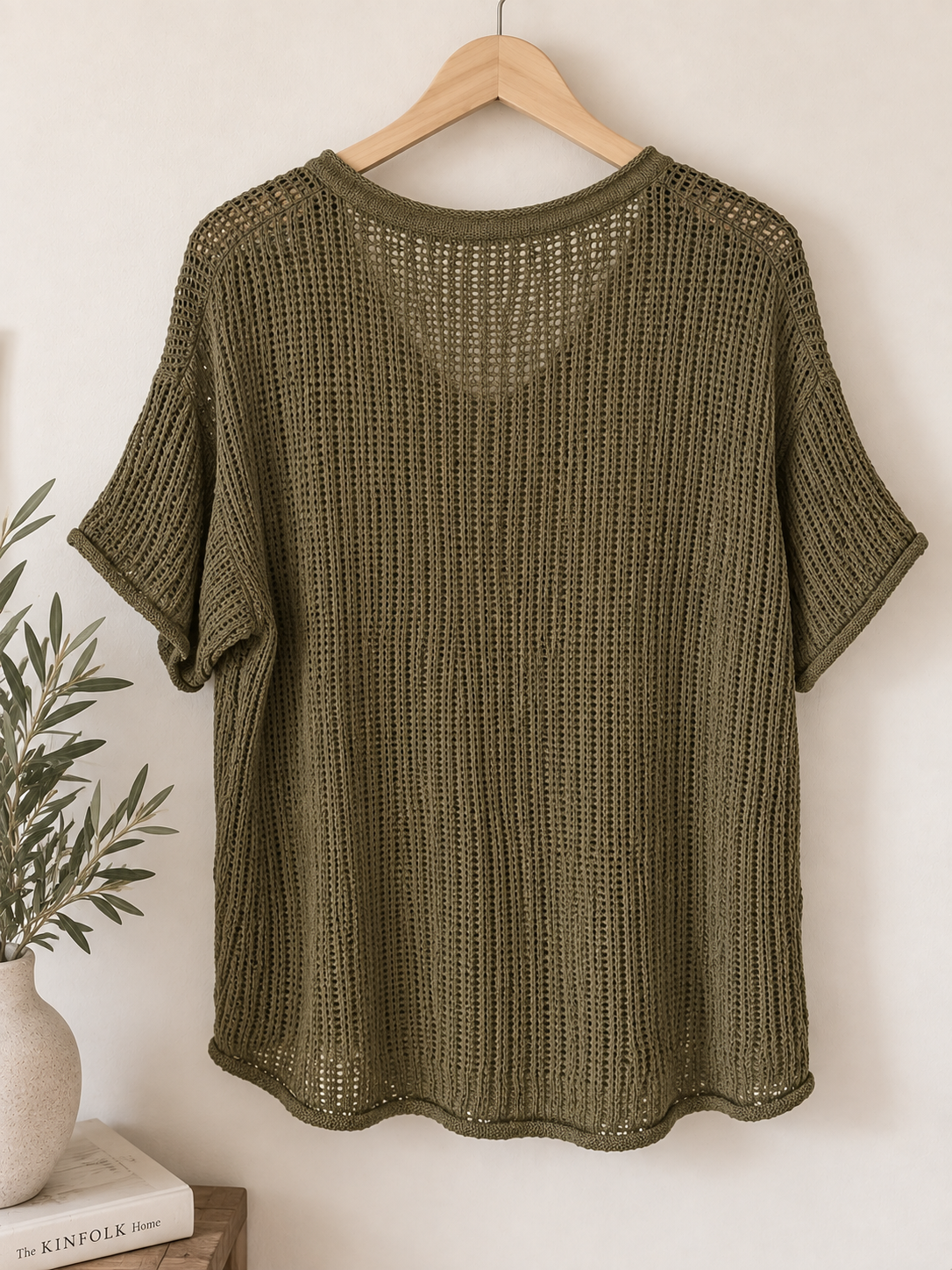 Evie Split Neck Short Sleeve Crochet Knit Top