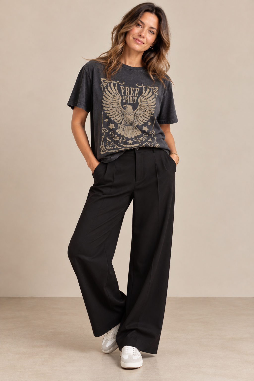 Zulima Free Spirit Vintage Graphic Faux Crop Tee