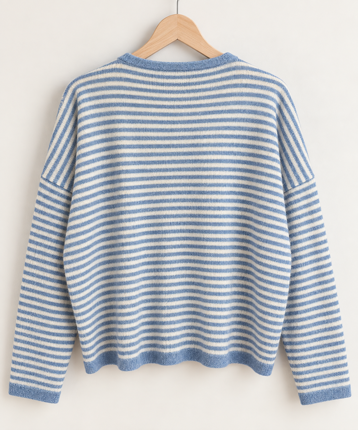 Madira Stripe Raw Edge Drop Shoulder Knit Cardigan