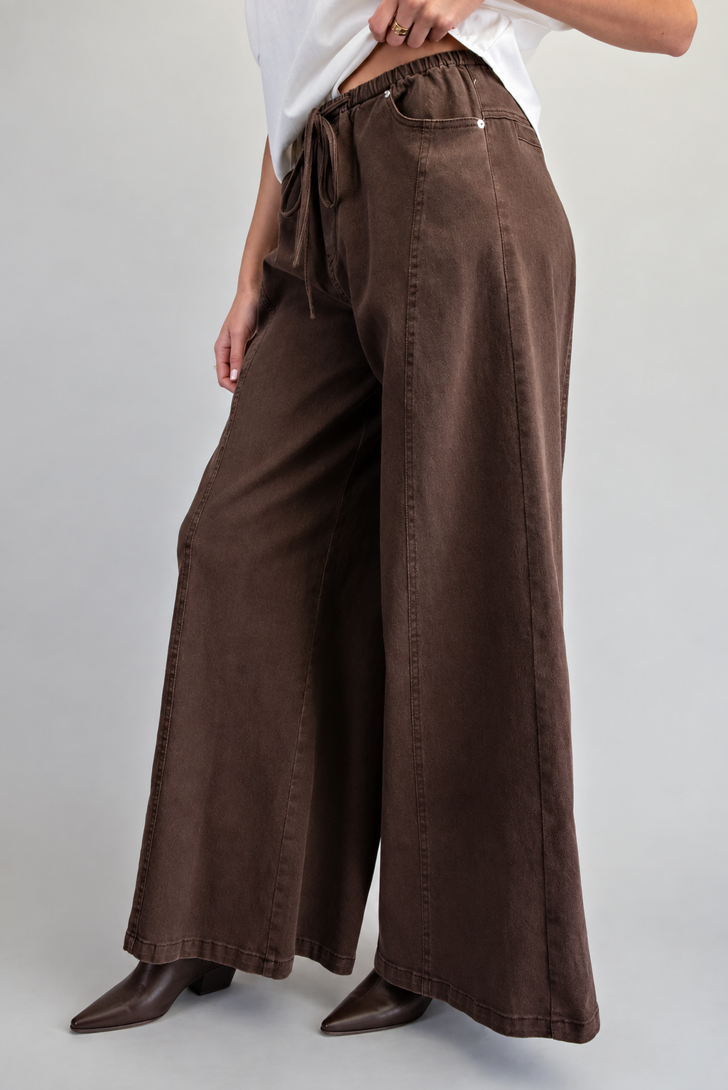 Florence Mineral Washed Waist Tie Wide Leg Pant