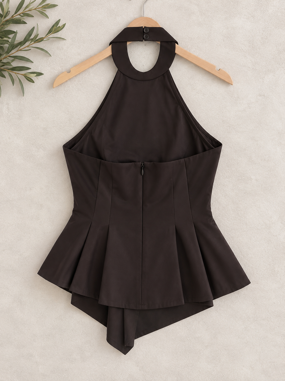 Jessica Halter Mock Neck Peplum Top With Inverted Pleats