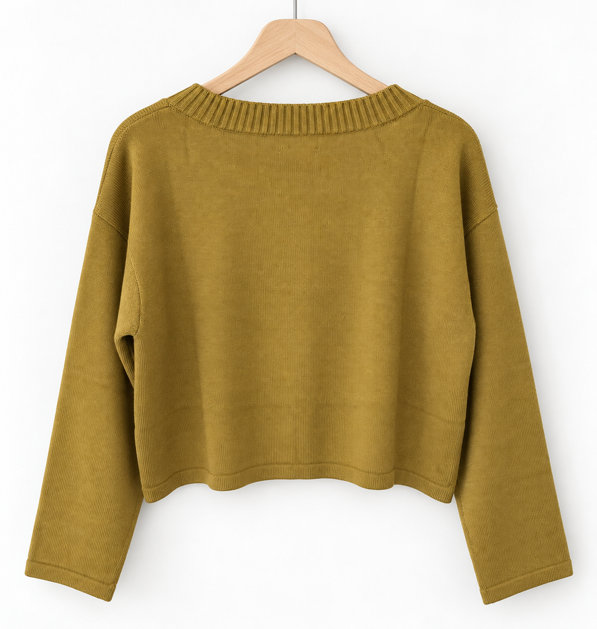 Elsie Rib Crew Boxy Cropped Button Down Cardigan