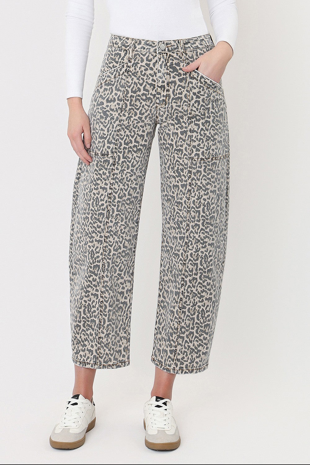 Duma High-Rise Leopard Print Utility Barrel Jeans