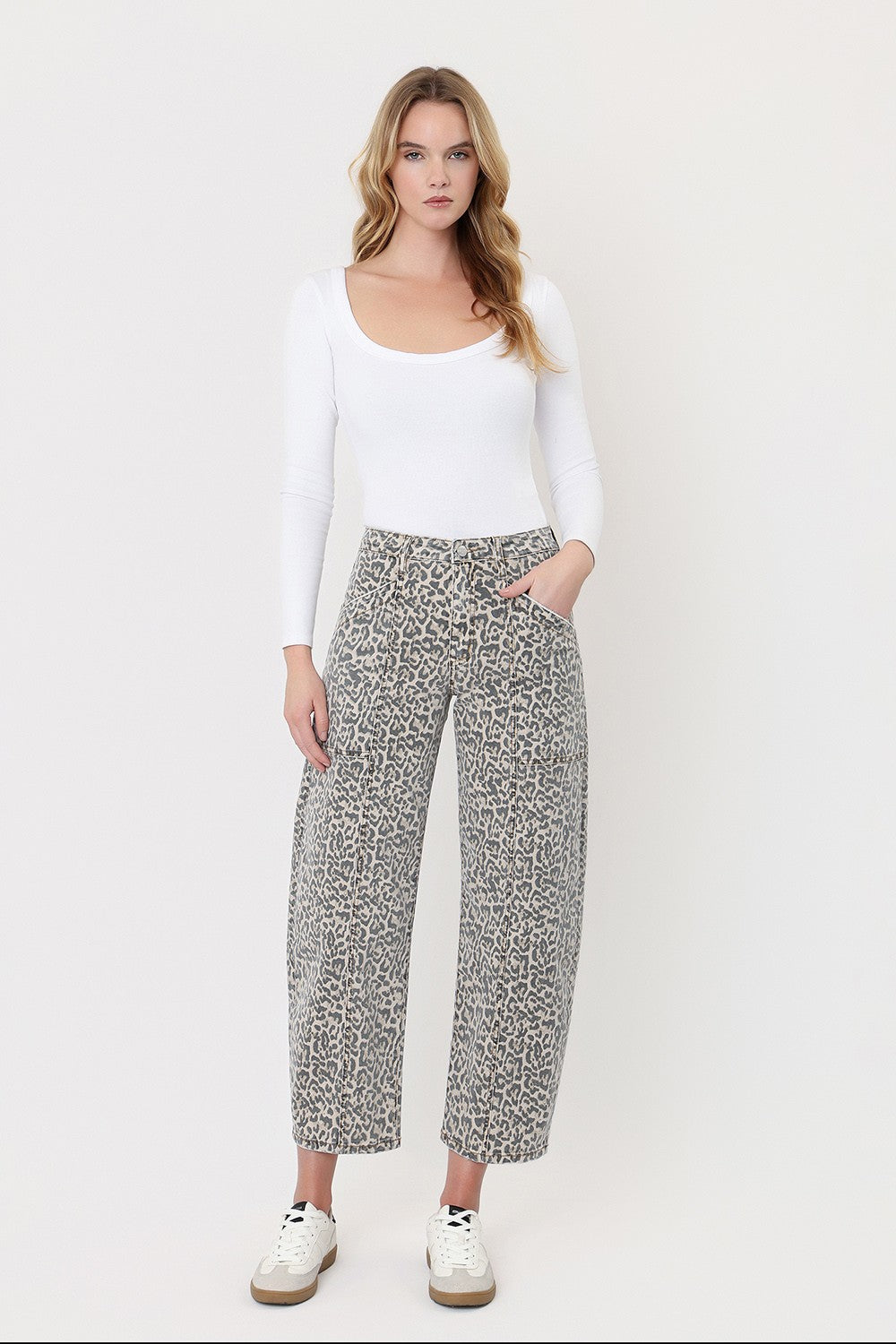 Duma High-Rise Leopard Print Utility Barrel Jeans