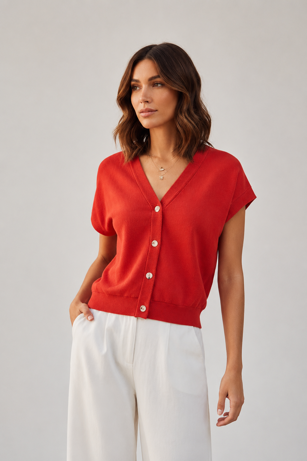 Sofia Cotton Button Down Sweater Vest