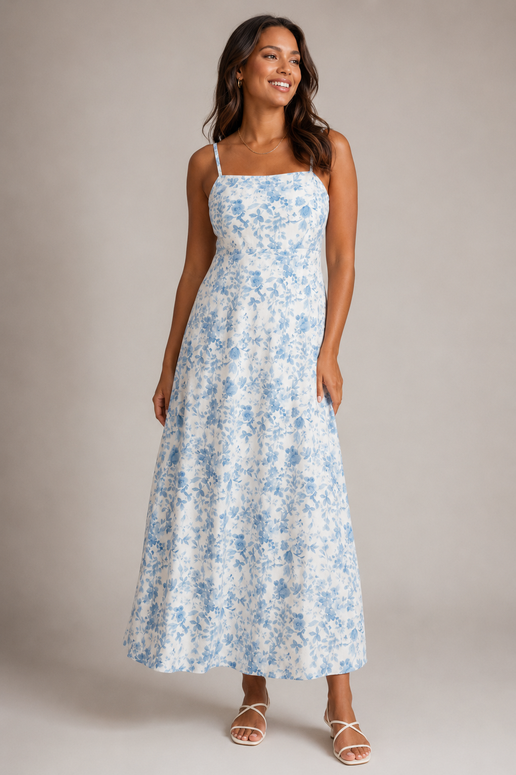 Mila Floral Spaghetti Strap Midi Dress