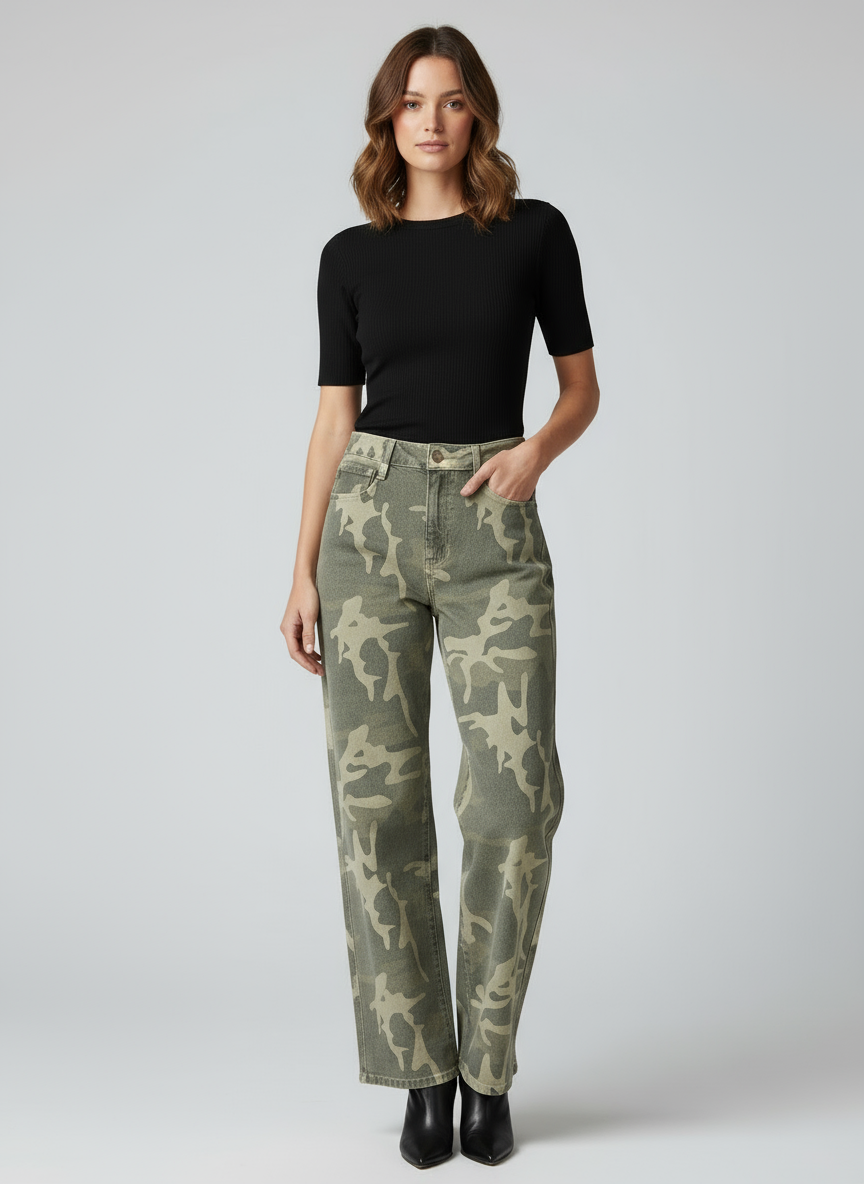 Joran High Rise Camo Wide Leg Jeans
