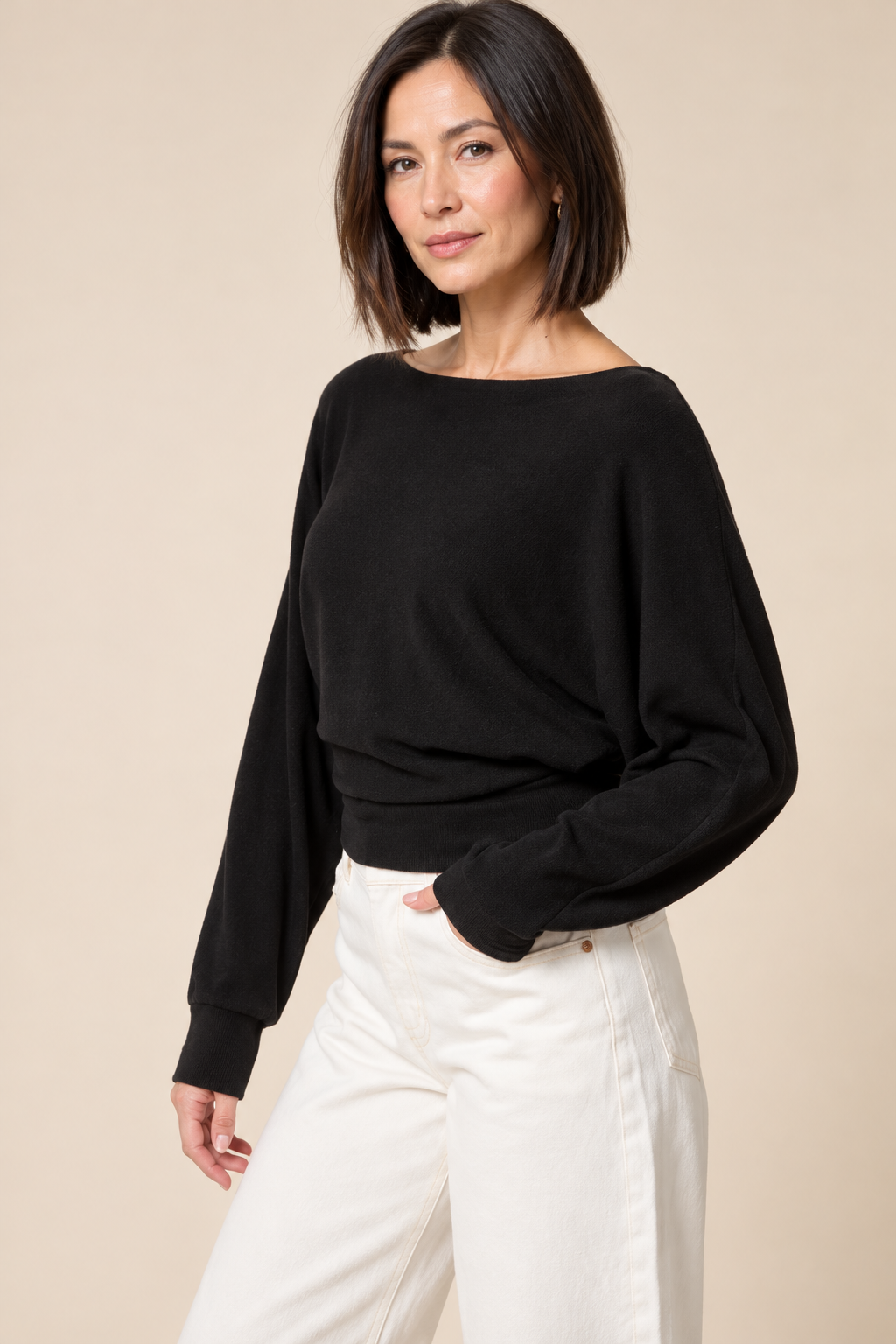 Nora Crepe Boatneck Knit Top