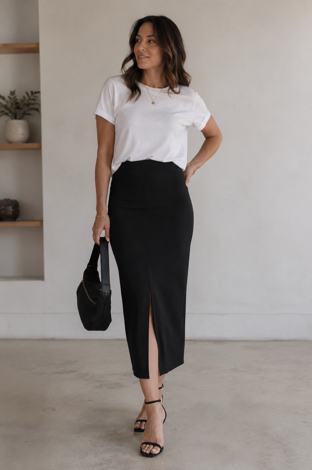 Reena Black Pencil Skirt
